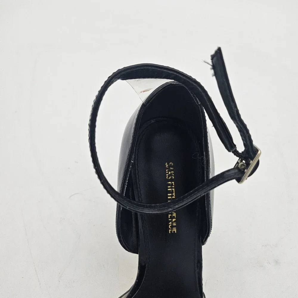 SAKS Fifth Avenue Ave Stilleto High Heel Leather Dress Party Open Toe Shoes 7.5
